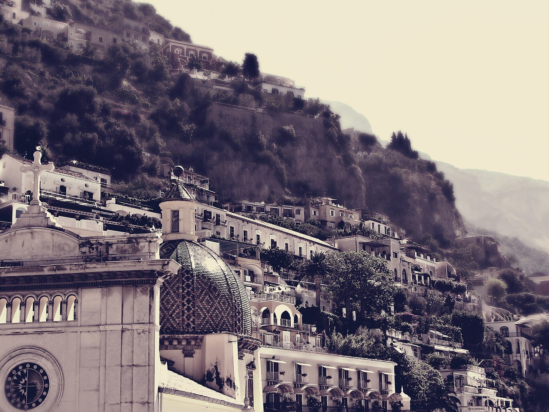 Positano stacked above the beach